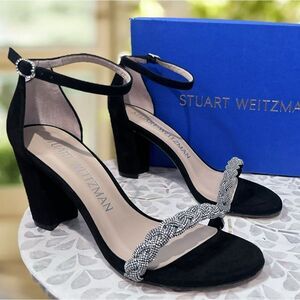 Stuart Weitzman Embellished Women's Nearlynude Highshine Sandal EUR 39 US 8.5